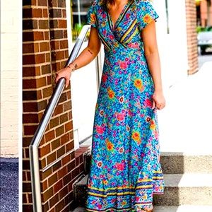 Bohemian Summer Long Wrap Dress